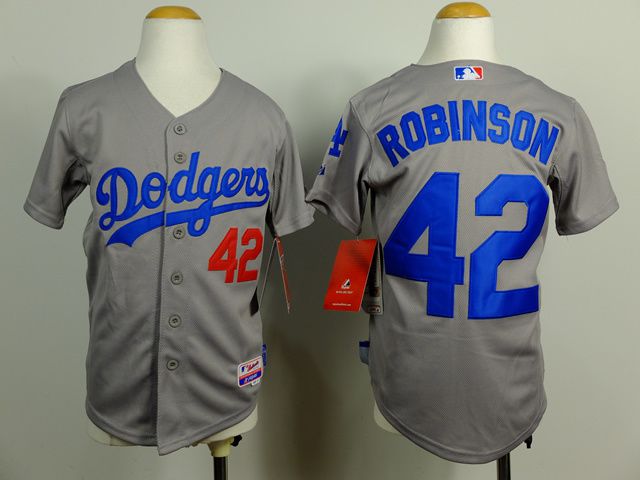 Youth Los Angeles Dodgers #42 Robinson Grey MLB Jerseys->youth mlb jersey->Youth Jersey